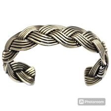 EXPERT 'STERLING NATIVE AMERICAN JEWELRY SILVER WOVEN' VINTAGE NAVAJO BRACELET picture