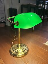 Vintage Emerald Green Glass Metal Pull Banker's Desk Lamp 14