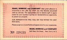 VINTAGE POSTAL CARD 1956 SEARS ROEBUCK AND COMPANY COUPON NUMBERED NEW YORK NY picture