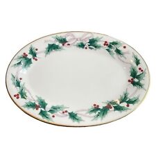 Mikasa Bone China Ribbon Holly Small Oval Butter Tray Japan Gold Trim 8.5” picture