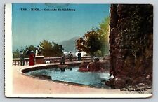 Cascade of the Castle, People, & Waterfall NICE France VINTAGE Postcard A268 picture