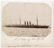 SS City of New York, 1888, the largest steamer vintage print, albumin print picture