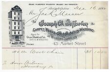 1892 Billhead Seffarlen Carpet Warps Cotton Batts Wadding Weaving Philadelphia picture