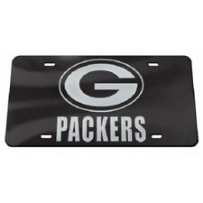 green bay packers nfl football team black crystal laser logo license plate picture