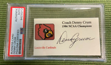 Denny Crum Basketball 1986 Louisville Signed Auto Custom Business Card PSA DNA picture