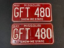MISSOURI LICENSE PLATE PAIR 1980 GFT 480 MAY picture