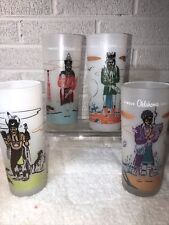Set Of 4 Vintage Knox Oil Famous Oklahoma Indians Frosted Glasses picture
