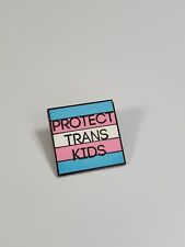 Protect Trans Kids Brooch Lapel Pin Blue & Pink Stripes picture