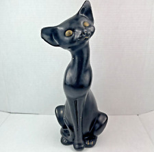 Vintage ABCO Chalkware Matte Black Cat Statue 14.5