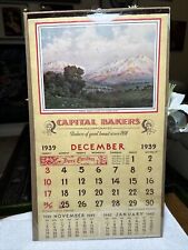 Antique 1939 Advertising Calendar Lithographic CAPITAL BAKERS Complete RARE picture