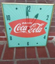 Vintage PAM Drink Coca Cola Advertising Electric Wall Clock Green  Red For Parts picture