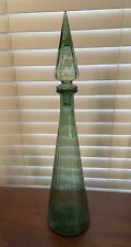 MCM Vintage Spruce Green Emboli Ribbed Decanter Or Decor Piece picture