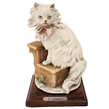 Vintage Giuseppe Armani Sculpture Figurine Persian Cat With Bow On Steps Rare picture