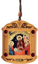Nativity of Chris Wood Icon Pendant Orthodox Ornament with Incense 3 1/4 In picture