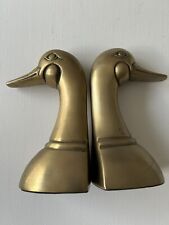 Vintage MCM Leonard Solid Brass Duck Head Book Ends 6.5” Tall Cabin Decor picture