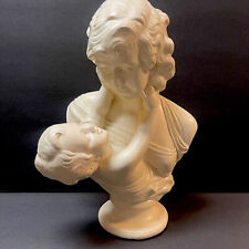 A Mother’s Love Vintage 1975 Bust White Statue Mother And Child Signed Dated 17” picture