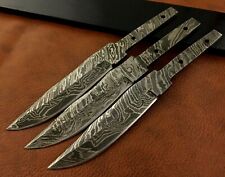 Lot of 3 Handmade Damascus Steel Blank Blade-Heat Treated-Knife Making-B206 picture