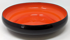 Loetz Kralik Art Deco Black Orange Tango Glass Czech Bohemian Console Bowl PB23 picture