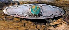 FRED HARVEY ERA STERLING SILVER TURQUOISE  PIN / BROOCH Hand Stamped Very picture