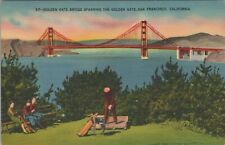c1940s Golfing Golden Gate Bridge Marin San Francisco California postcard D247 picture