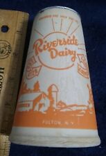 1940's-50's 1/2 Pint Riverside Dairy Milk Bottle Wax Kone Carton Fulton NY picture