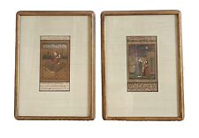 Antique Indo-Persian, Manuscript Paintings Of A Couple In Garden. Set of 2 picture