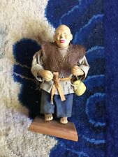 Vintage / Antique Chinese / Japanese handmade linen pottery Old Fisherman figure picture