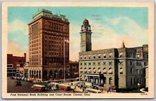 Vtg Canton Ohio OH First National Bank & Court House 1950s View Old Postcard picture