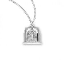 Sterling Silver Square Miraculous Medal with Chain, 0.8 Inch N.G. picture