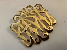 vintage estate LARGE GOLD TONE INITIAL LOOK BROOCH picture