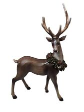 Large Wood Wooden Carved Reindeer-Holiday Wreath Antlers Life Like Christmas 18