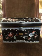 Baker Knapp & Tubbs Toleware Floral Hand Painted Meta Handlel Box Approx 12x7x8 picture