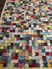 Beautiful Handmade Midcentury Quilt Block Colorful 83”X 63” Reverseable picture