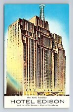 New York City NY-Hotel Edison, Advertisement, Antique, Vintage Postcard picture