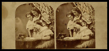 Women Reading a Book, ca.1870, Stereo Vintage Print Stereo, Print d' picture