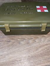 First Aid Kit army green hard plastic very nice empty picture