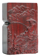 Natural Rosewood Carved Fisherman Lighter Box For Zippo Insert Kit(Case Only) picture