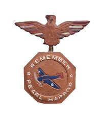 Original WWll Remember Pearl Harbor Leather Sweetheart Pin Air Force  Design  picture