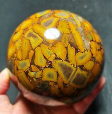TOP 954G Natural Polished Bamboo Leaf Agate Crystal Sphere Ball Healing WD653 picture