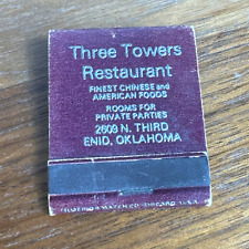 Vintage Enid Oklahoma Three Towers Restaurant Matchbook Advertising 70s Chinese picture