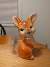 Vintage Enesco Bunny Rabbit Figurine Furry Tail Cheeky Sweet Japan picture
