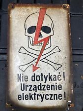 WW2 WWII german metal plate from occupied Poland live wire death high voltage picture