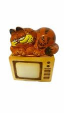 Enesco Garfield the cat television trinket box, vintage 1981 Jim Davis ceramic picture