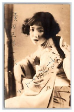 Rppc Of Japanese geisha or actress , autographed? 1920s picture