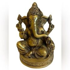 Vintage Lord Ganesha Brass Sitting Statue picture