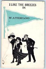 Waterloo Iowa IA Postcard I Like The Breezes People Scene 1914 Antique Pennant picture