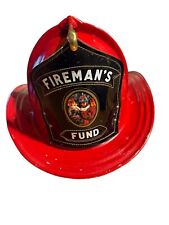 Cairns and Brothers Aluminum Red Firemans Fund Leather Badge Firefighter Helmet picture