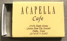 Vintage Empty Matchbook Box Cover - Acapella Cafe Dallas, TX picture