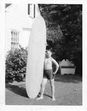 1960s Polaroid Snapshot Photo Sassy Boy Surfer long board So Cal Surf Surfboard picture