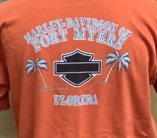 Harley Davidson Pocket T-Shirt Dealer Fort Myer's, FL - Orange- Men's XL picture
